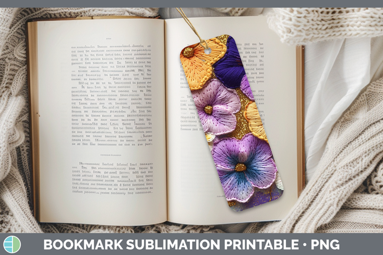 Flowers 02 Embroider Petunia Bookmark Sublimation Printable