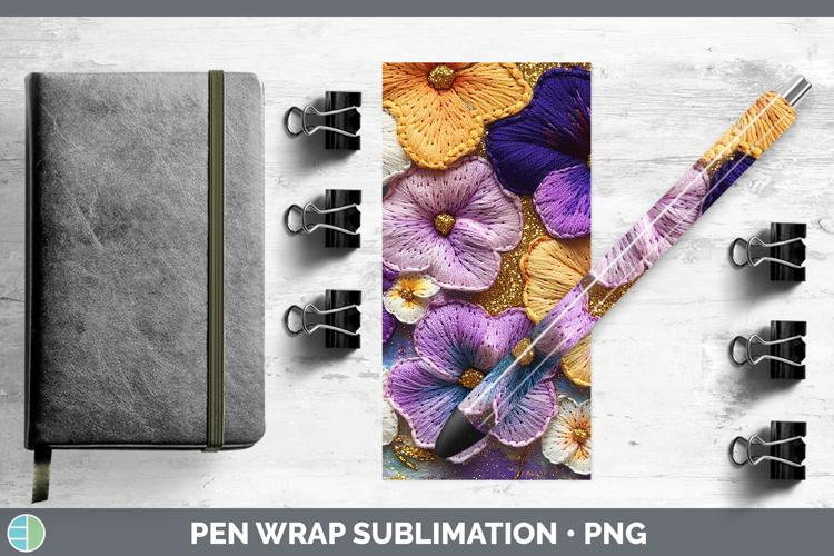 Flowers 02 Embroider Petunia Pen Wrap Sublimation Pen Design