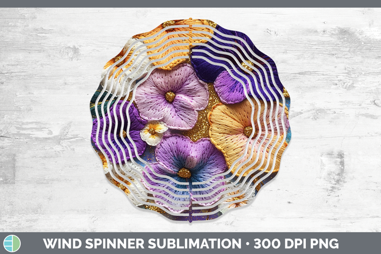 Flowers 02 Embroider Petunia Wind Spinner Sublimation Spinne