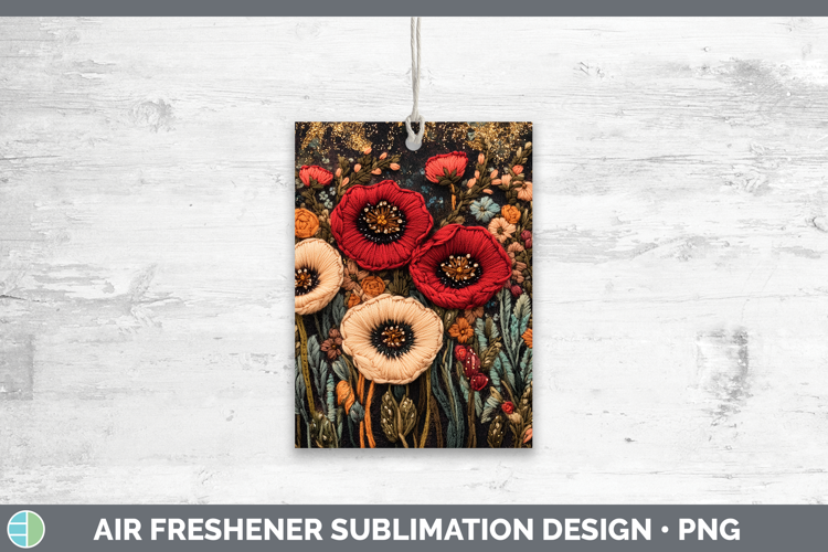 Flowers 02 Embroider Poppy Air Freshener Sublimation Car Fre