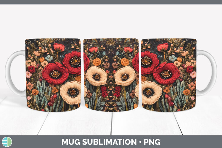 GorgeousFlowers 02 Embroider Mug Wrap design.