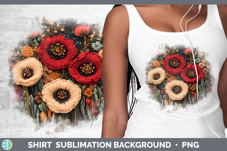 Flowers 02 Embroider Poppy Shirt Sublimation Sublimation Bac