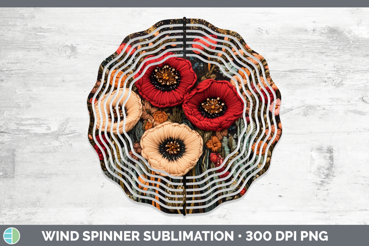 Flowers 02 Embroider Poppy Wind Spinner Sublimation Spinner