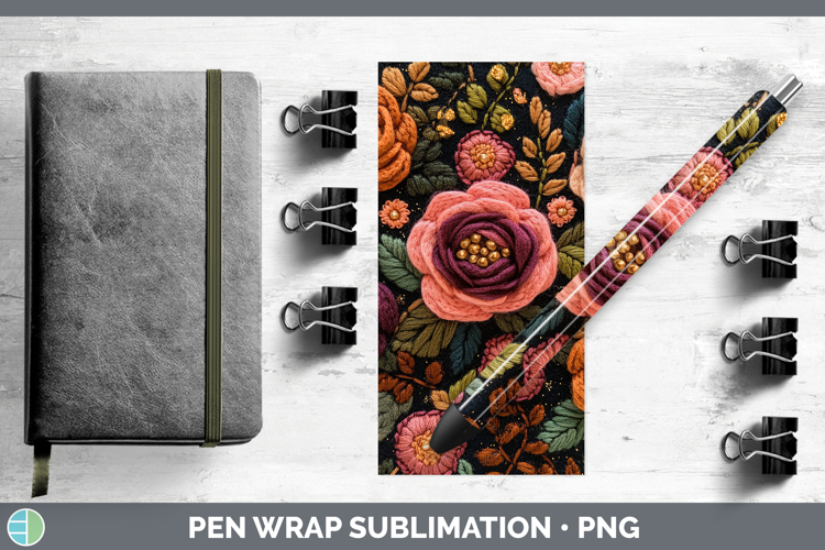 Flowers 02 Embroider Rose Pen Wrap Sublimation Pen Designs