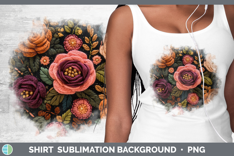 Flowers 02 Embroider Rose Shirt Sublimation Sublimation Back