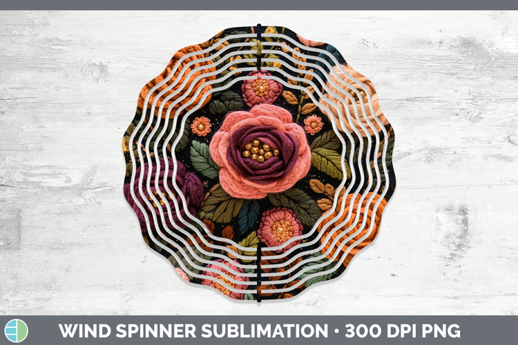 Flowers 02 Embroider Rose Wind Spinner Sublimation Spinner D