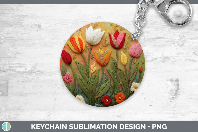 GorgeousFlowers 02 Embroider Keychain design.