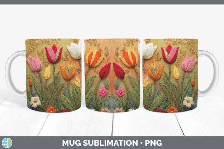 GorgeousFlowers 02 Embroider Mug Wrap design.