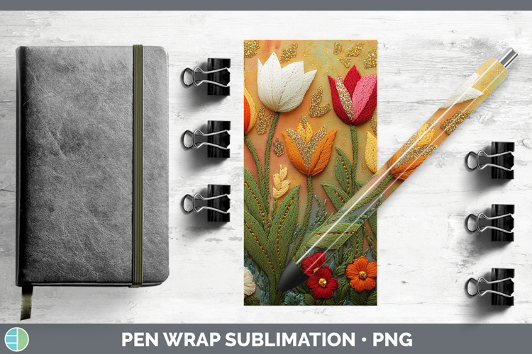 Flowers 02 Embroider Tulip Pen Wrap Sublimation Pen Designs