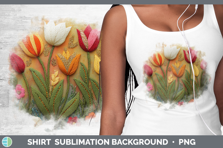 Flowers 02 Embroider Tulip Shirt Sublimation Sublimation Bac