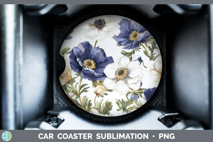 Anemone Flowers 02 Pastel Pattern Car Coaster Sublimation De