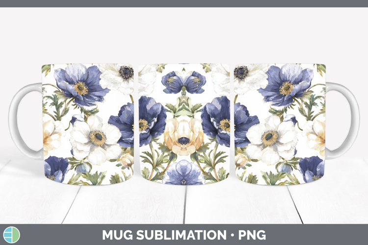 Anemone Flowers 02 Pastel Pattern Mug Wrap Sublimation Desig