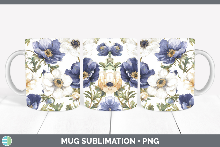 Anemone Flowers 02 Pastel Pattern Mug Wrap Sublimation Desig
