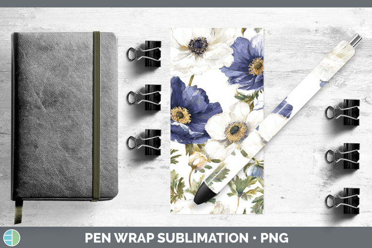 Anemone Flowers 02 Pastel Pattern Pen Wrap Sublimation Desig