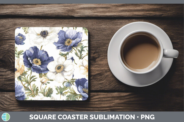 GorgeousFlowers 02 Pastel Pattern Square Coaster design.