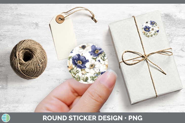 Anemone Flowers 02 Pastel Pattern Stickers Design
