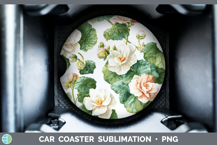 Begonia Flowers 02 Pastel Pattern Car Coaster Sublimation De