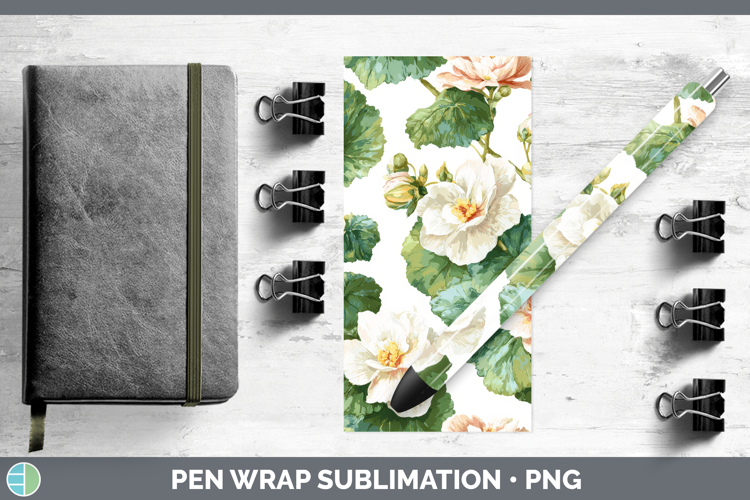 Begonia Flowers 02 Pastel Pattern Pen Wrap Sublimation Desig