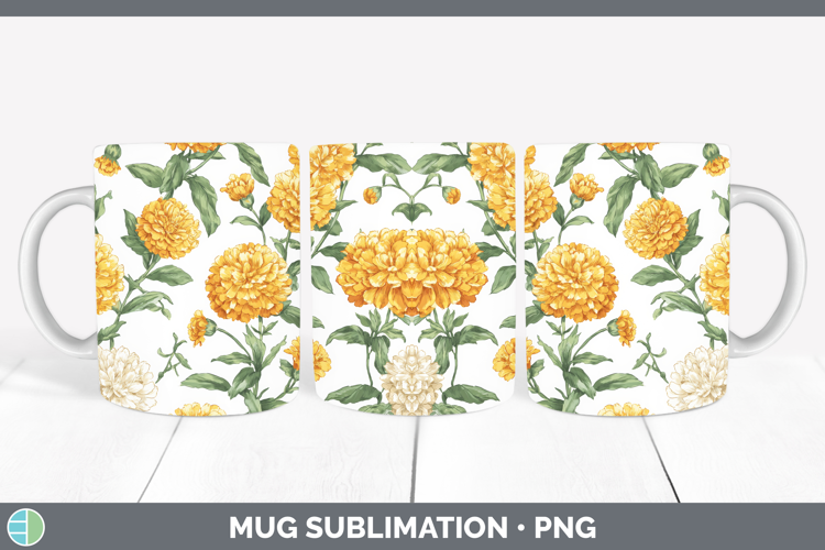 Calendula Flowers 02 Pastel Pattern Mug Wrap Sublimation Des