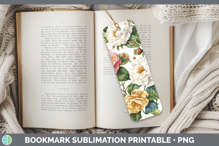 Camellia Flowers 02 Pastel Pattern Bookmark Sublimation Desi