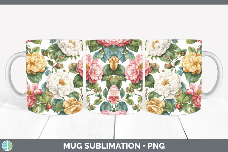 GorgeousFlowers 02 Pastel Pattern Mug Wrap design.