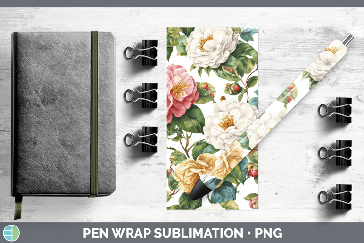 Camellia Flowers 02 Pastel Pattern Pen Wrap Sublimation Desi