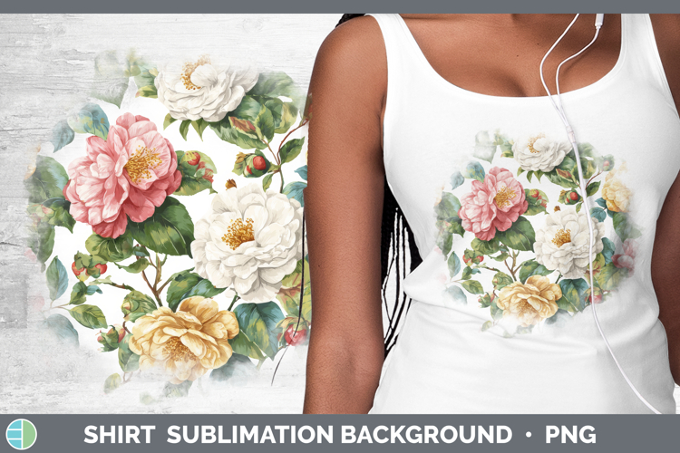 Camellia Flowers 02 Pastel Pattern Shirt Sublimation Design