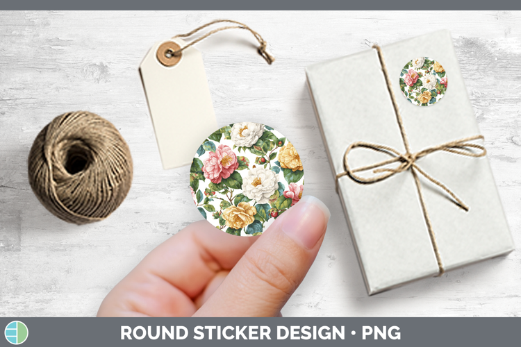 Camellia Flowers 02 Pastel Pattern Stickers Design
