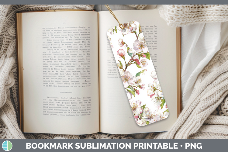 Cherry Blossom Flowers 02 Pastel Pattern Bookmark Sublimatio