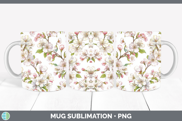 Cherry Blossom Flowers 02 Pastel Pattern Mug Wrap Sublimatio