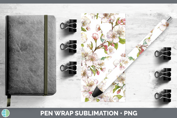 Cherry Blossom Flowers 02 Pastel Pattern Pen Wrap Sublimatio