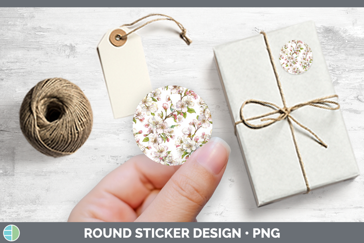 Cherry Blossom Flowers 02 Pastel Pattern Stickers Design