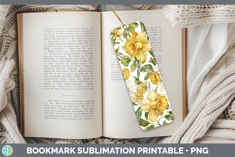 Daffodil Flowers 02 Pastel Pattern Bookmark Sublimation Desi