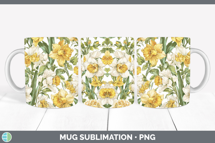 Daffodil Flowers 02 Pastel Pattern Mug Wrap Sublimation Desi