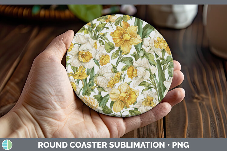 GorgeousFlowers 02 Pastel Pattern Round Coaster design.