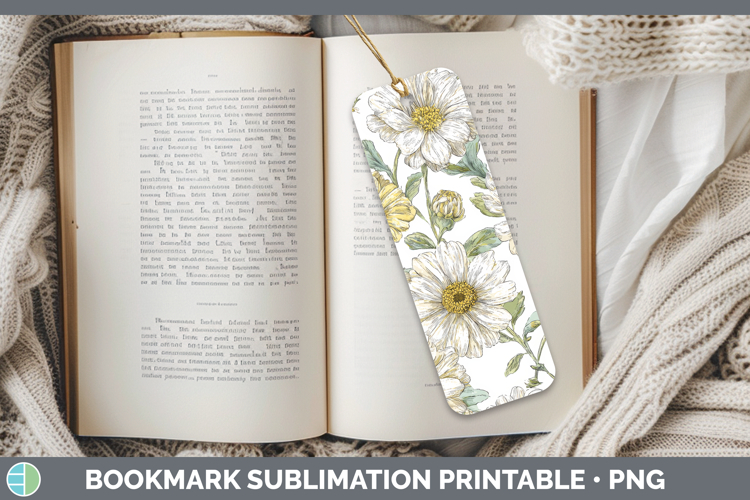 Daisy Flowers 02 Pastel Pattern Bookmark Sublimation Design