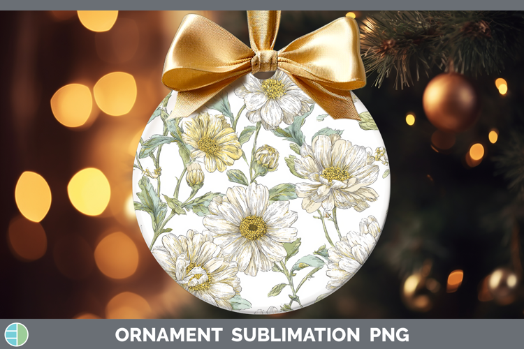 Daisy Flowers 02 Pastel Pattern Ornament Sublimation Design