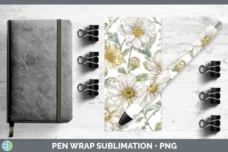 Daisy Flowers 02 Pastel Pattern Pen Wrap Sublimation Design