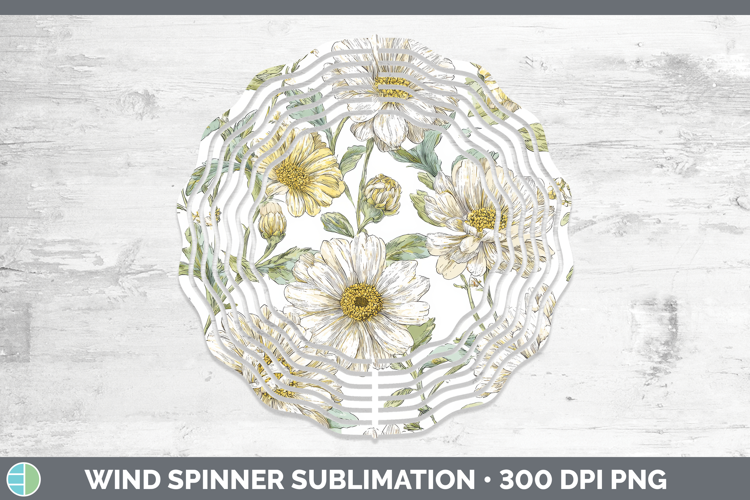 Daisy Flowers 02 Pastel Pattern Wind Spinner Sublimation Des