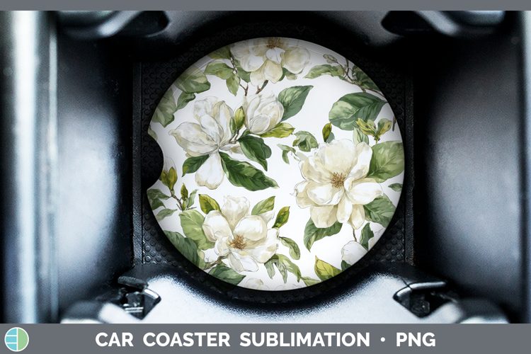 Gardenia Flowers 02 Pastel Pattern Car Coaster Sublimation D