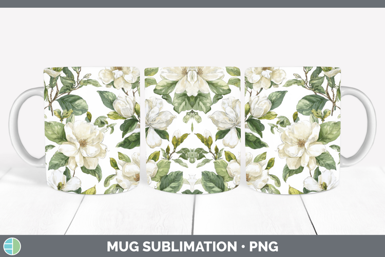 Gardenia Flowers 02 Pastel Pattern Mug Wrap Sublimation Desi