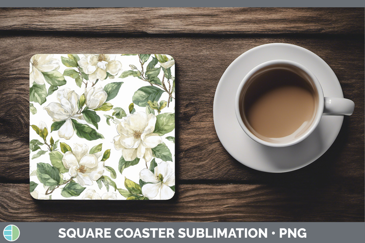 Gardenia Flowers 02 Pastel Pattern Square Coaster Sublimatio