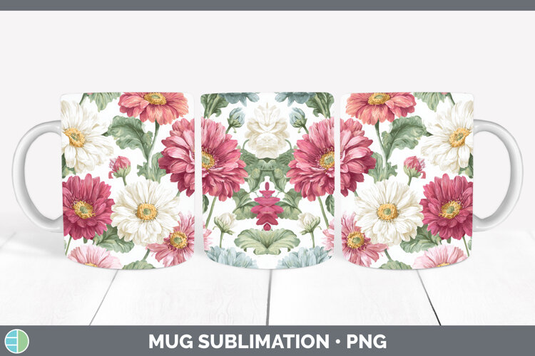GorgeousFlowers 02 Pastel Pattern Mug Wrap design.