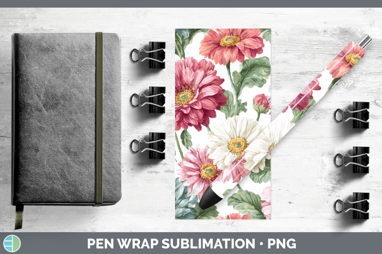 Gerbera Daisy Flowers 02 Pastel Pattern Pen Wrap Sublimation