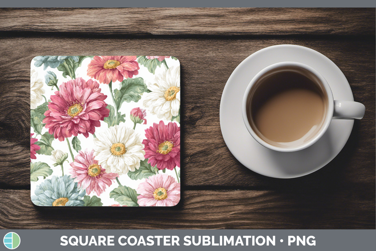 GorgeousFlowers 02 Pastel Pattern Square Coaster design.