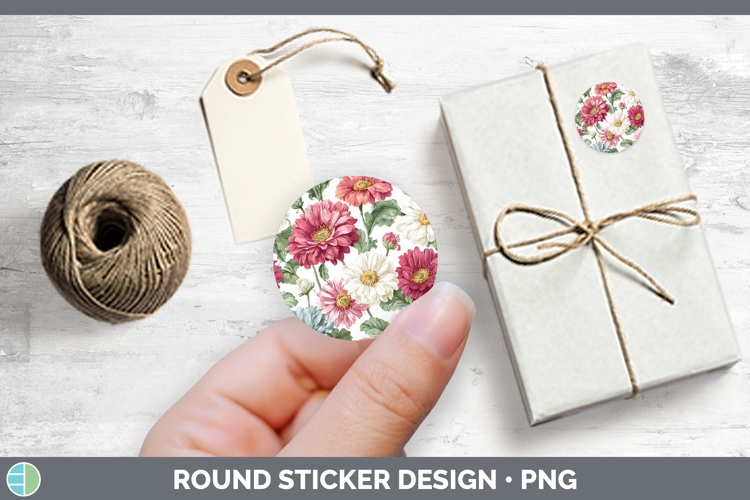 Gerbera Daisy Flowers 02 Pastel Pattern Stickers Design