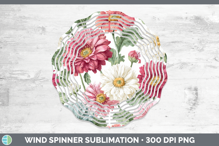 Gerbera Daisy Flowers 02 Pastel Pattern Wind Spinner Sublima