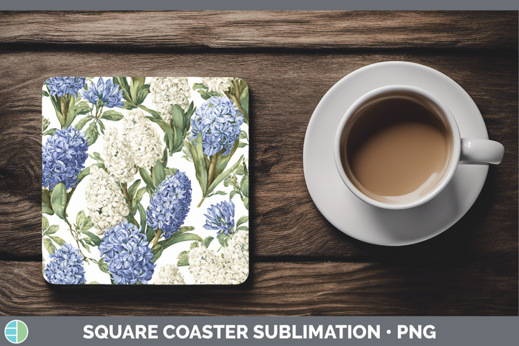 Hyacinth Flowers 02 Pastel Pattern Square Coaster Sublimatio