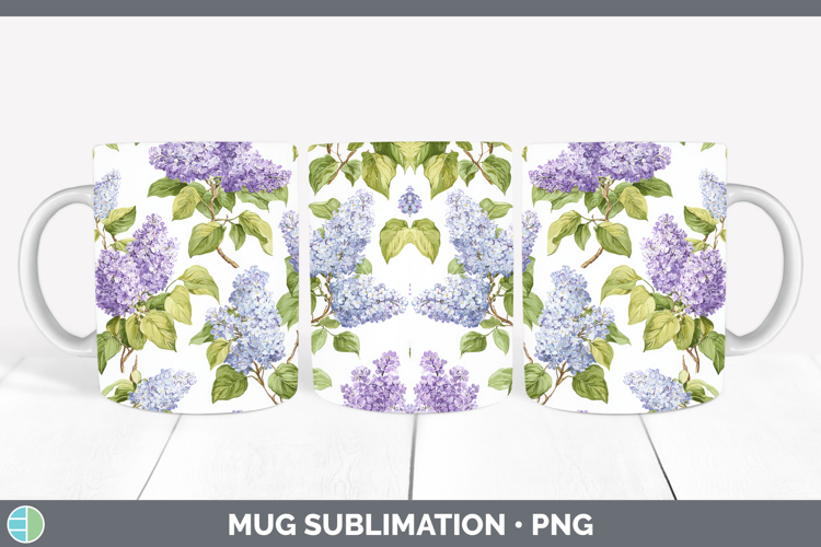 Lilac Flowers 02 Pastel Pattern Mug Wrap Sublimation Design