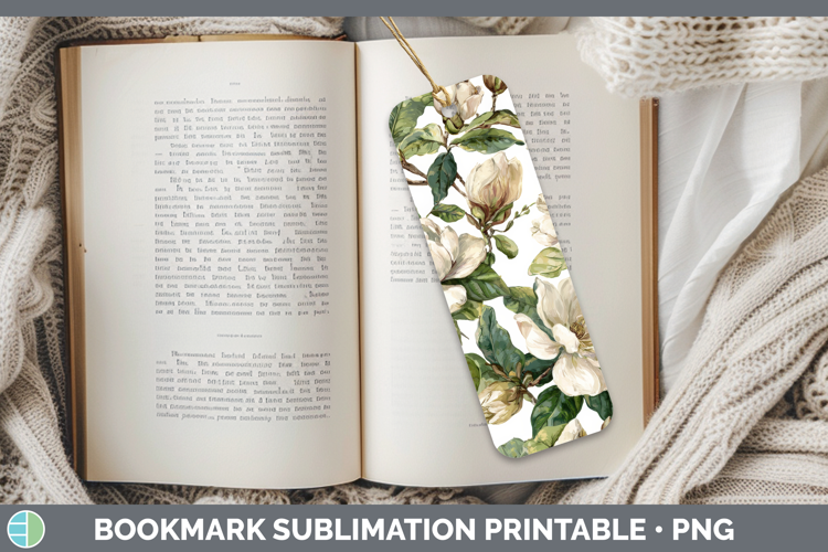 Magnolia Flowers 02 Pastel Pattern Bookmark Sublimation Desi
